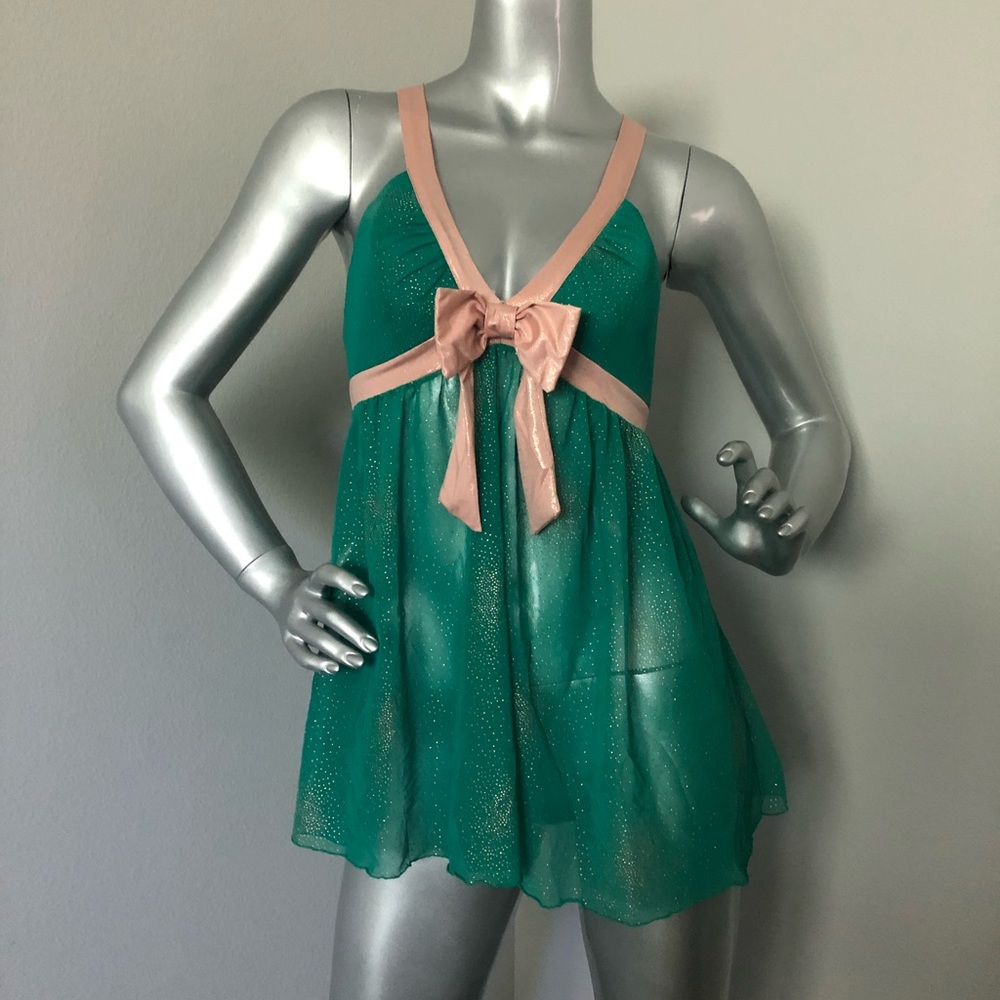 Victoria’s Secret ‘Sexy Little Things’ babydoll in emerald with gold sparkle